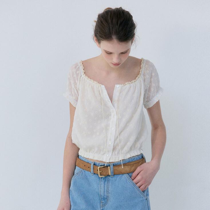 Lace Puff Blouse (Cream)