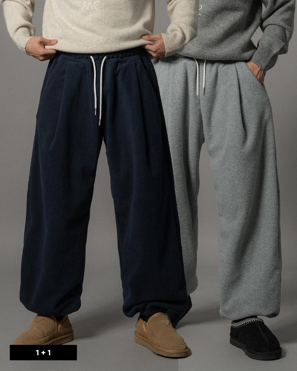 (1+1) HOT 원턱 플리스 팬츠