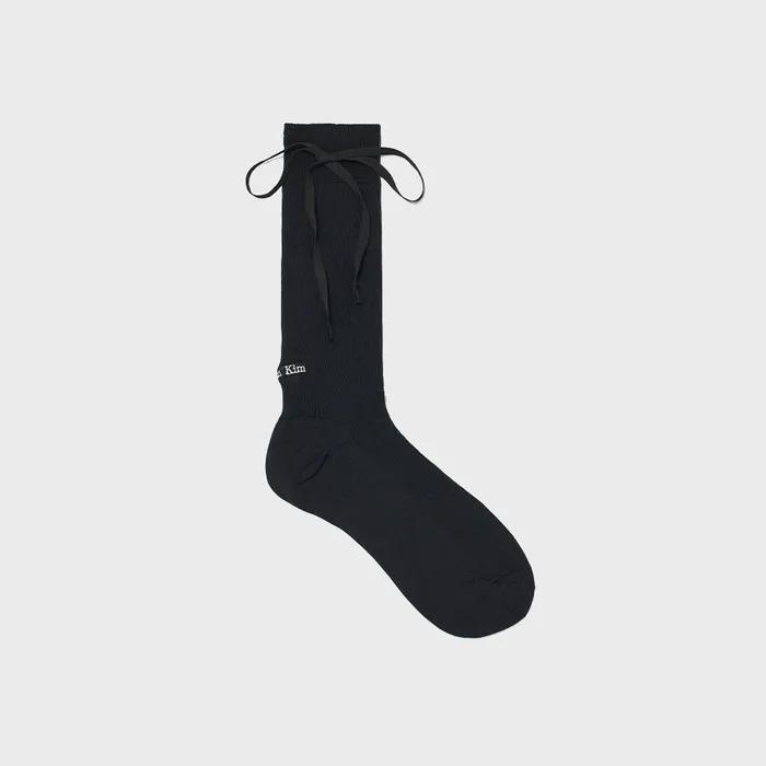RIBBON POINT CREW SOCKS IN BLACK