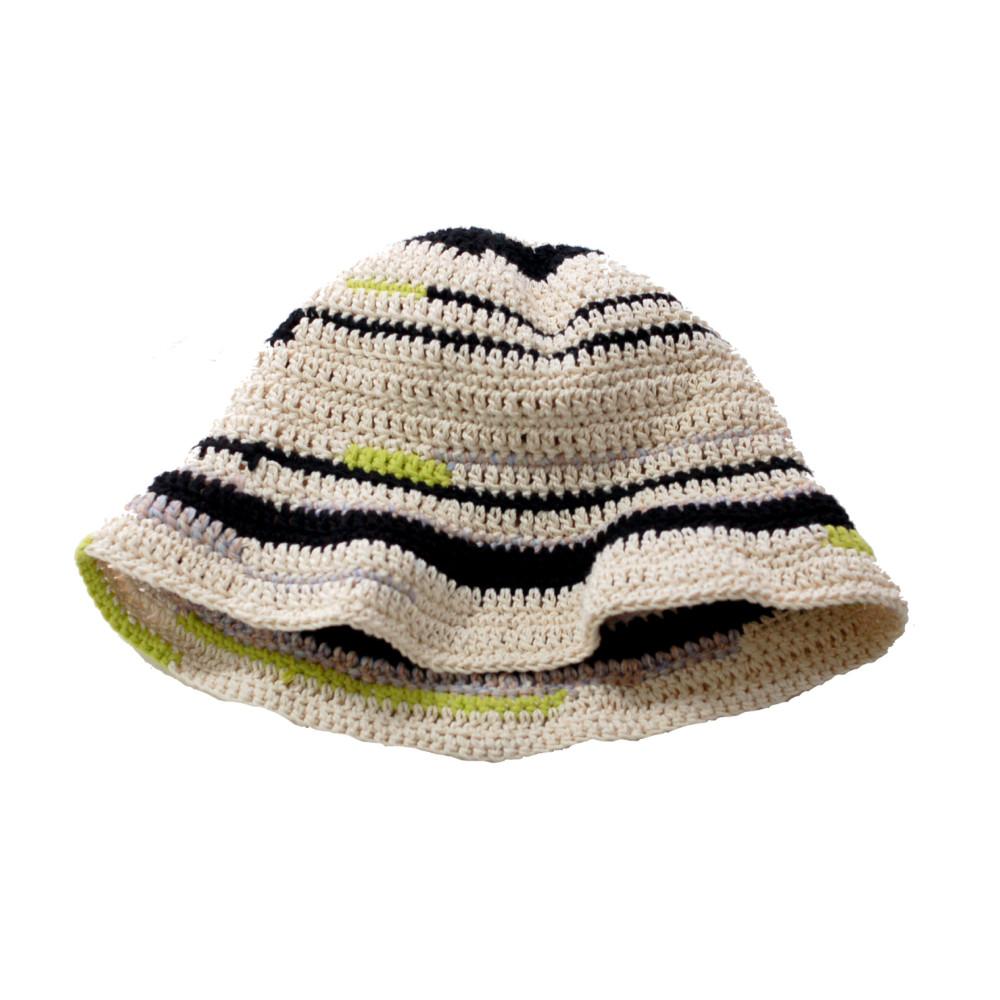 VHS PATTERN BUCKET HAT - IVORY / LIME