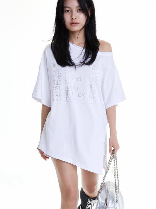 디파쳐 큐빅 언발란스 탑 (화이트)