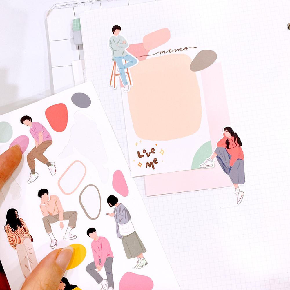 소년 소녀 일러스트 DECO STICKER - 칼선스티커