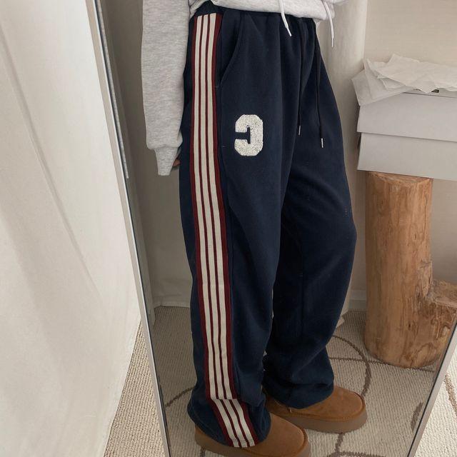 라인 스트레이트 후리스 밴딩 롱팬츠_일랑