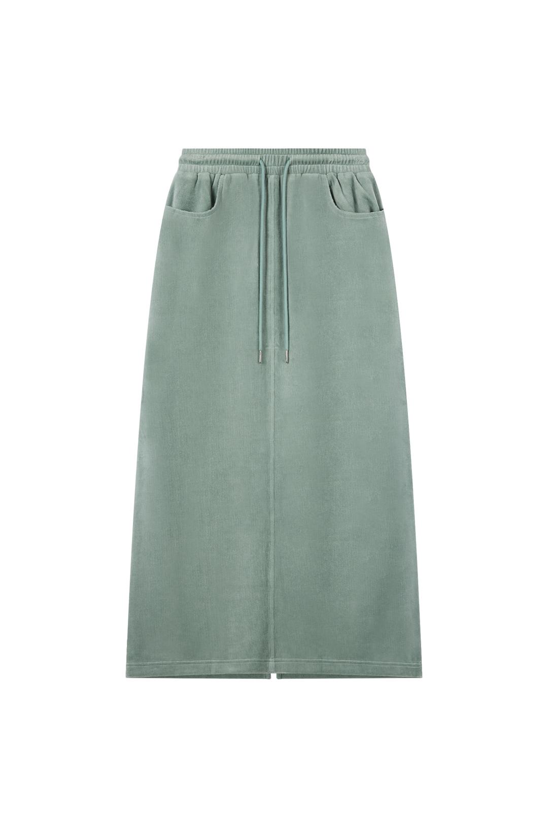 VELVET MAXI SKIRT - MINT