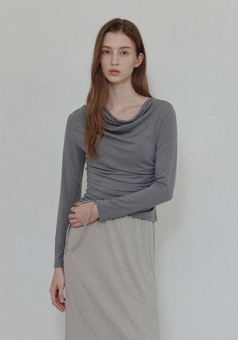 ELLOGE - Shirring Drape Tee