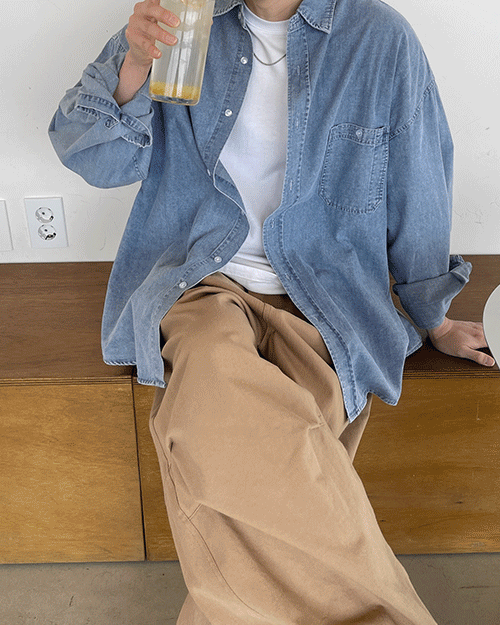 [자체제작] 벌룬 오버 박시 데님 셔츠 (3 color)