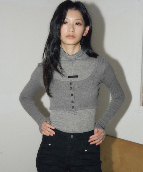 볼레로 크롭 가디건 [멜란지]
