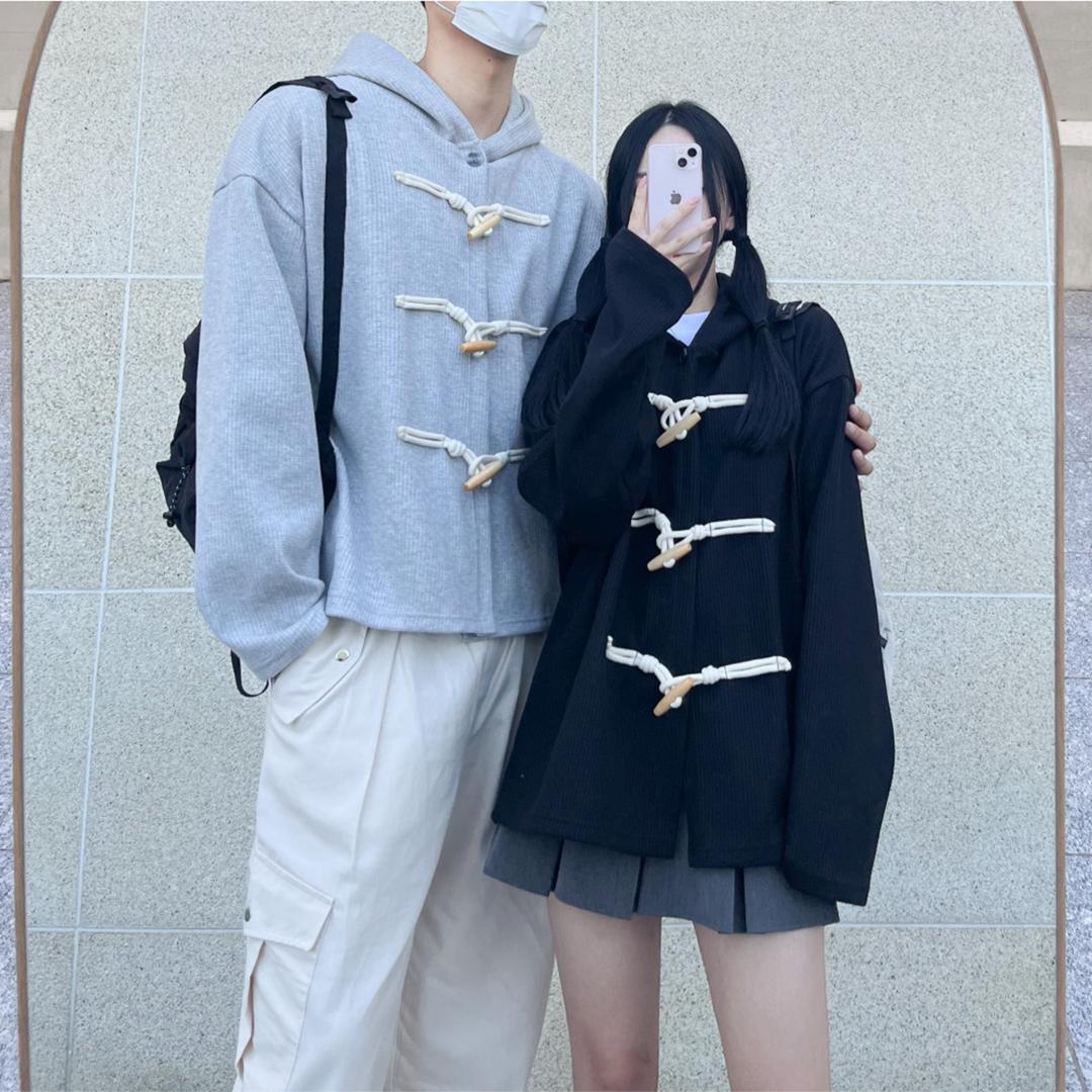 [UNISEX/💫고퀄리티] 오버핏 남녀공용 유니섹스 숏 더플 코트 떡볶이 코트 하프 코트 후드 가디건 커플 아우터 커플 자켓 커플룩 커플시밀러룩 트윈