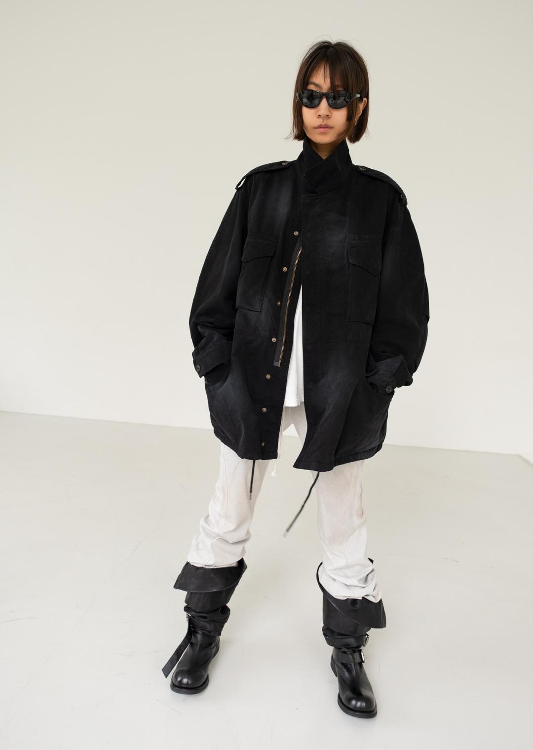 WASHED COTTON FIELD JACKET BLACK