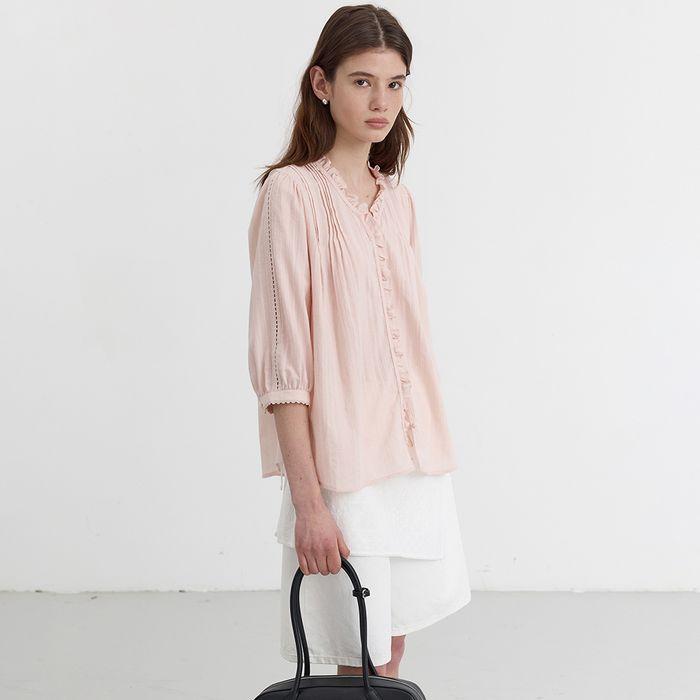 JANE FRILL BLOUSE SOFT PINK_UDBL5B222P1