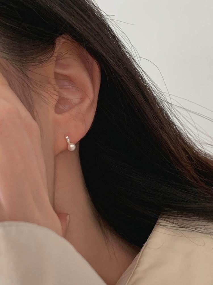 실버925 미니 바 담수진주 귀걸이
