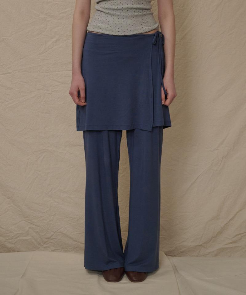 레이어드 랩 스커트 팬츠 딥블루