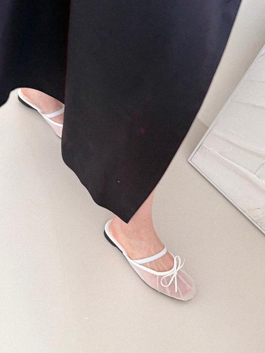 me257 Dahlia Ribbon Mesh Flat Mule Slippers 달리아 리본 메쉬 슬리퍼 3color