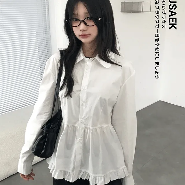 [레이어드🤍/MD추천] 하니 프릴 플리프 레이어드 셔츠