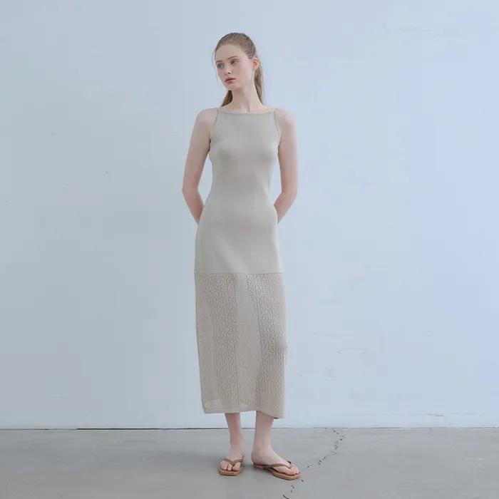 글램홀터 스카시 니트원피스-샌드베이지