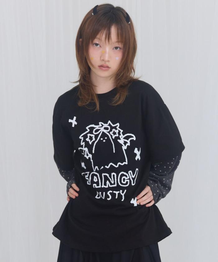 [FANCY X DUSTY] DUSTY CLUB LAYERED LONG SLEEVE (BLACK) F25NM1002