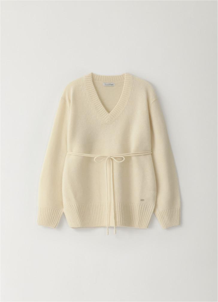 Alpaca V-Neck Sweater Ivory