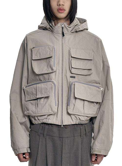 Cargo Nylon Short Jacket [LIGHT GREY]