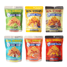 정새우 진짜새우 베이크드갈릭&블랙페퍼+하바네로 칠리+나초치즈+와사비+사우어크림&어니언+떡볶이 6개