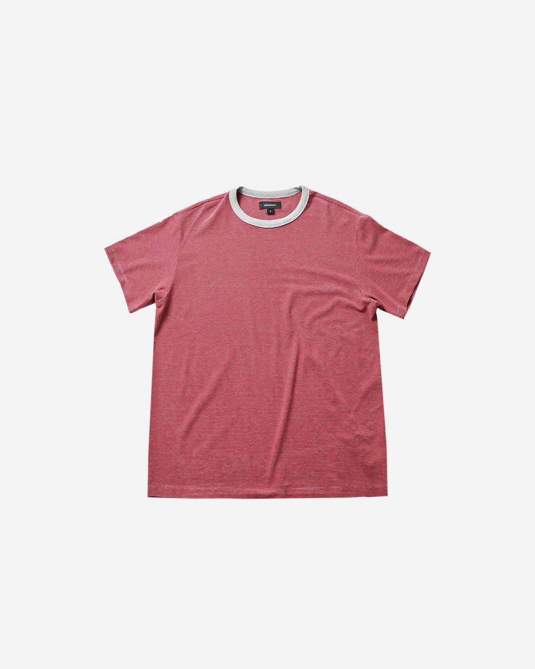STRIPE HALF T (PINK GREY)