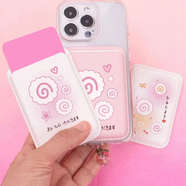 🍀맥세이프 카드지갑🍀 Farm Fresh 피치 토마토 과일 나루토마키 맥세이프 가죽 카드지갑 + 폰마개 + 투명 케이스  메탈링 포함 카드포켓