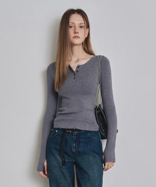 [우먼] 슬림 헨리넥 골지 니트 6 COLOR COWKT004