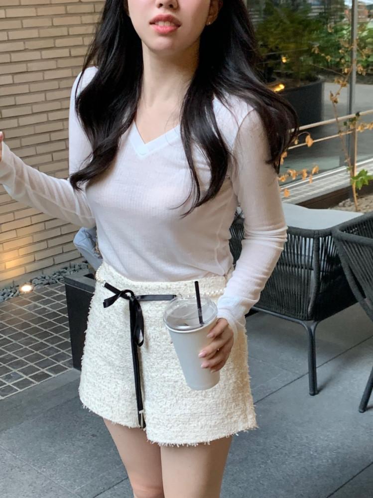 베이스 골지 레이어드티 텐셀티셔츠