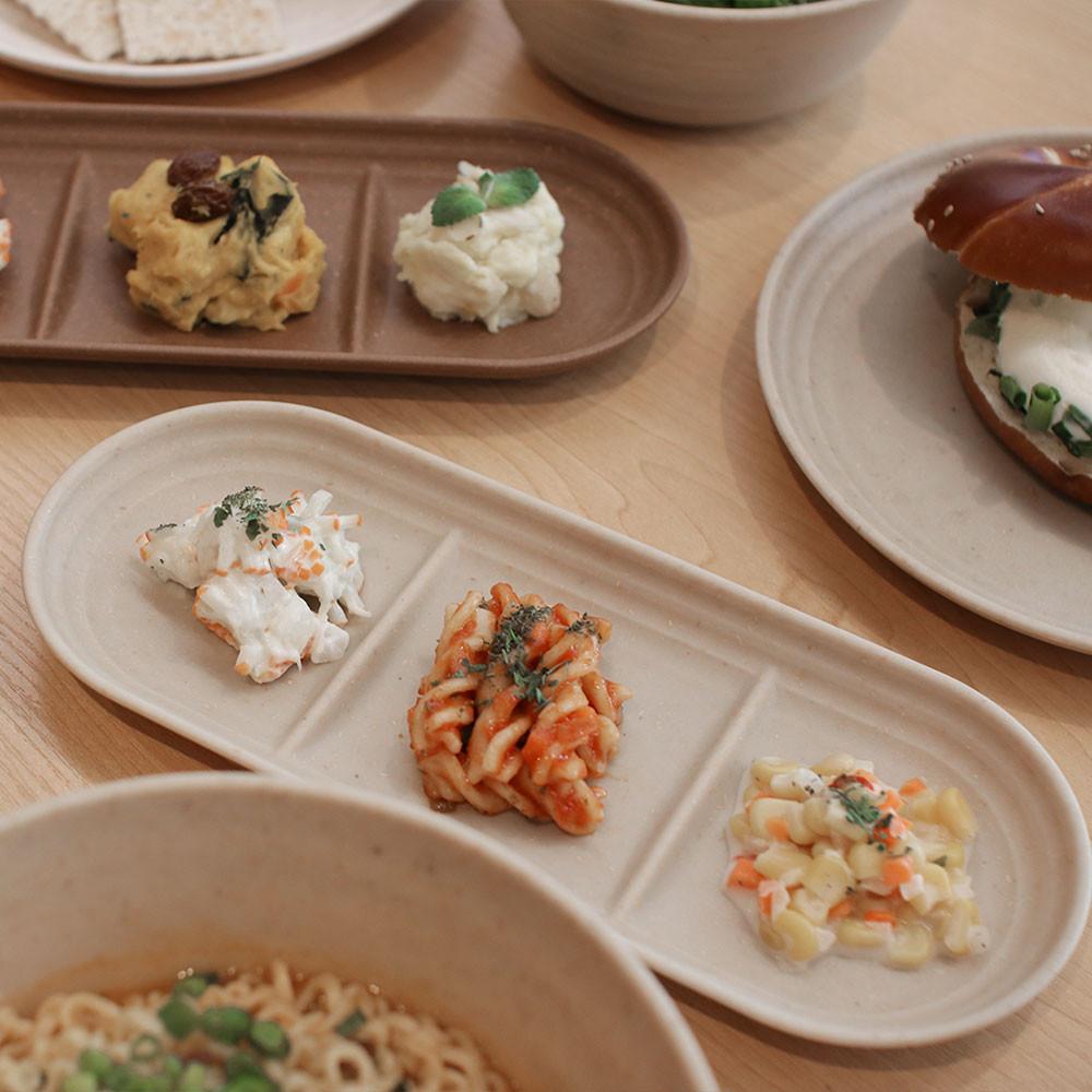 데일리 나눔플레이트 BTM 2P 친환경 바이오테라 오가닉 반찬 3칸 접시 나인웨어