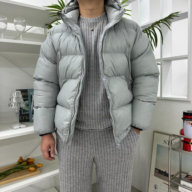 유광 메탈 후드 패딩