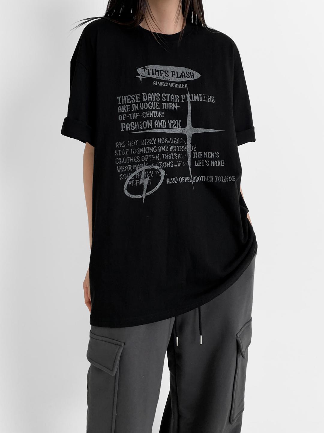 타임즈 프린팅 오버핏 반팔티