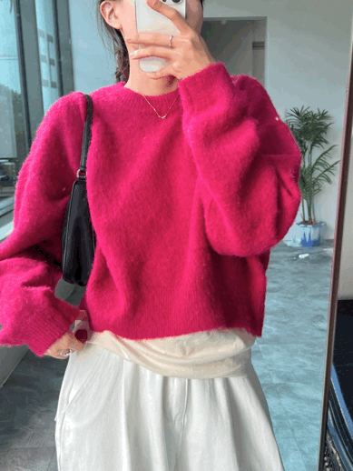 주문폭주,일부지연✨ WOOL소재) 6컬러 포근울믹스 드롭숄더 여리여리 부드러운 라운드넥 니트