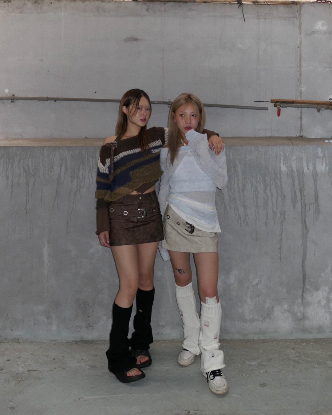 Western leather skirt [2color]