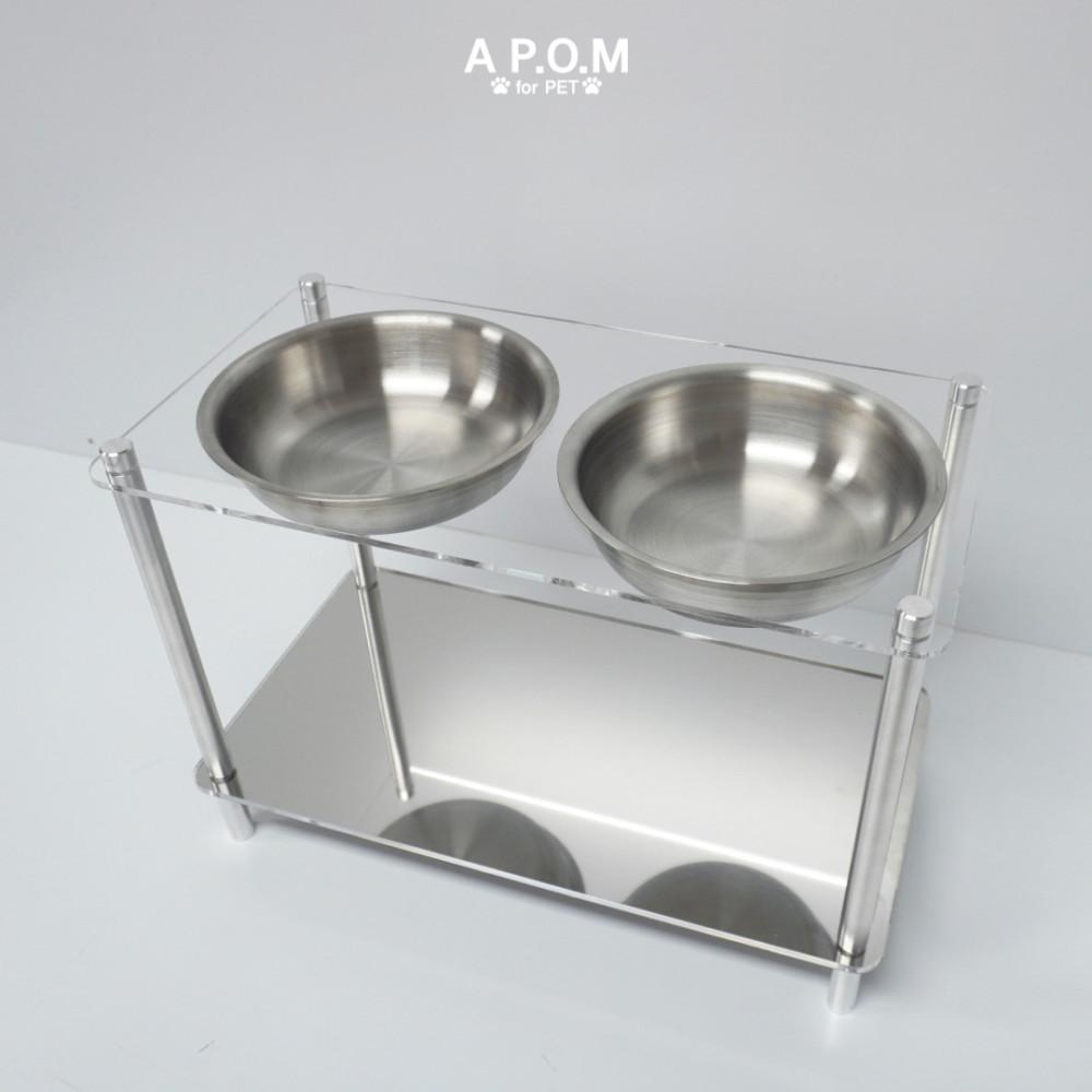 어폼포펫 메탈릭 펫테이블 L 2구식기 아크릴 미드센추리모던 강아지밥그릇 고양이밥그릇 국산 스테인리스