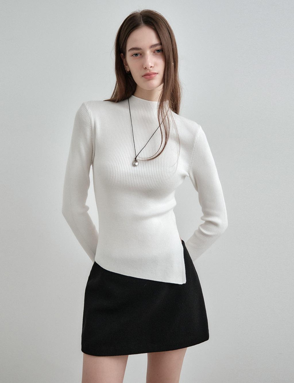 [12/31 예약배송] 하프 넥 슬릿 골지 니트 MDKT121_5 Colors