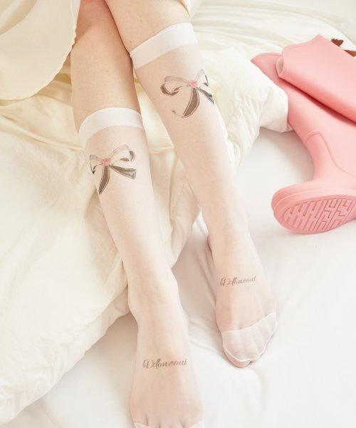 See-through ribbon socks_WHITE