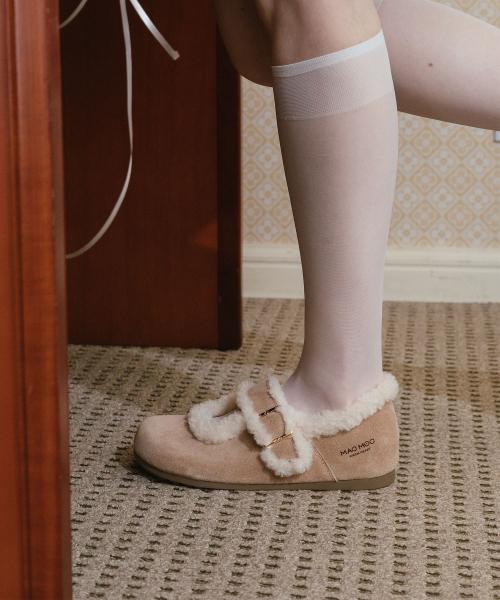 Pooh 3Color 소가죽 방한 메리제인 플랫슈즈 1cm