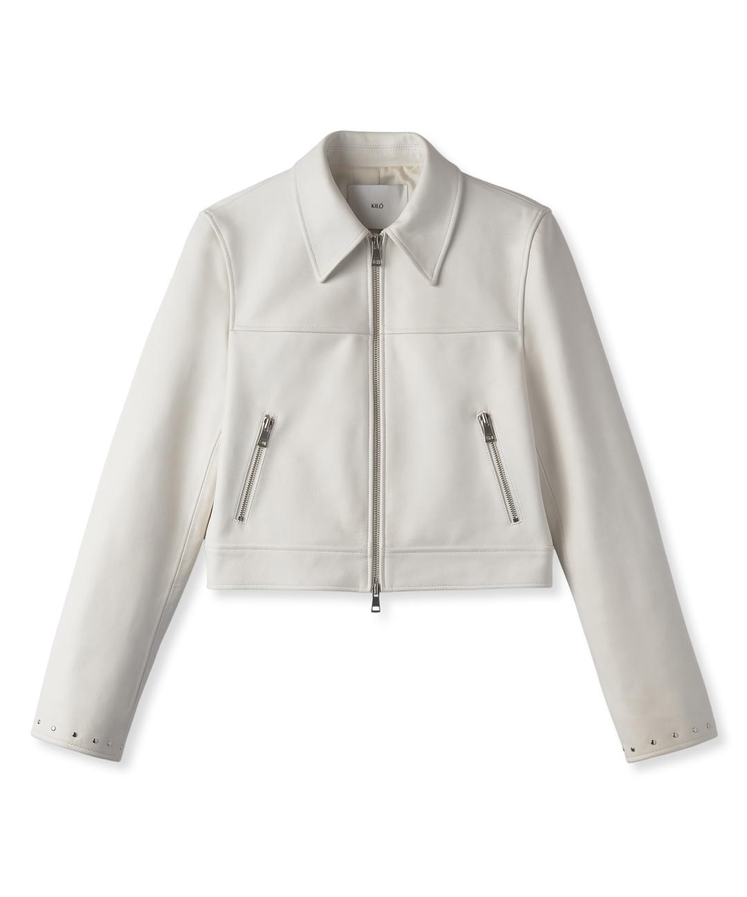 SEMI-CROP LEATHER JACKET (WHITE)