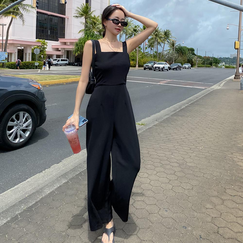 비치팜 여성 비치웨어 나시 트임 여름 다나 와이드 점프수트