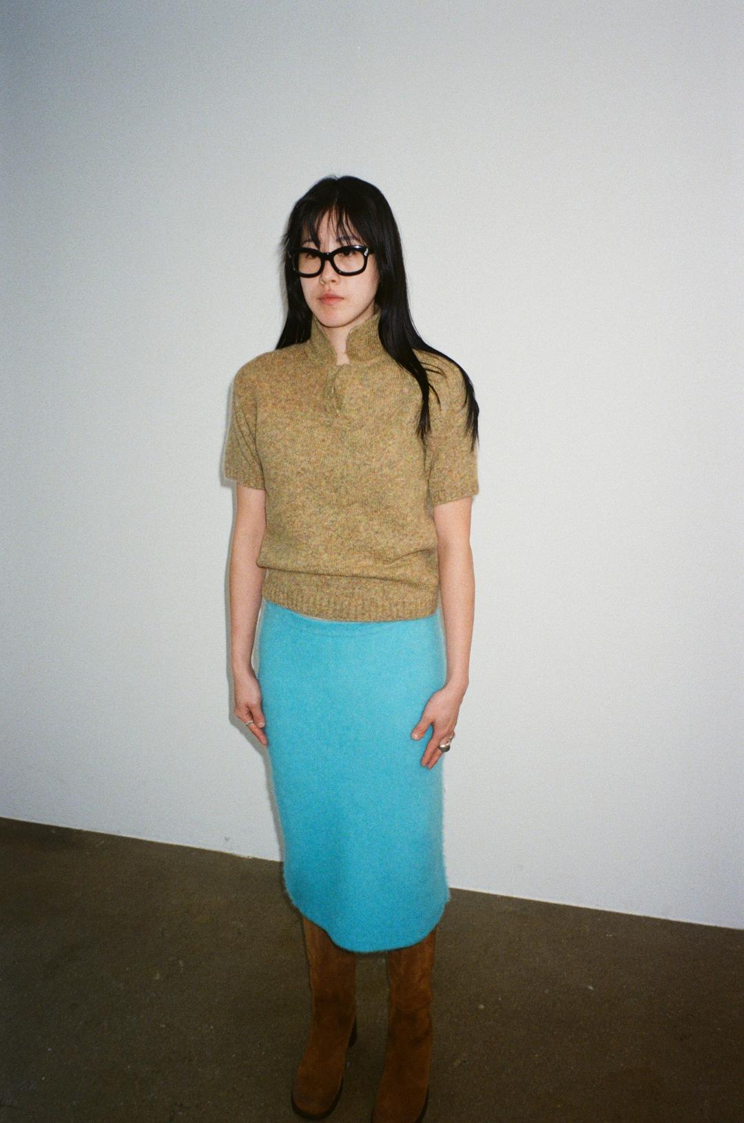 Alpaca knit midi skirt