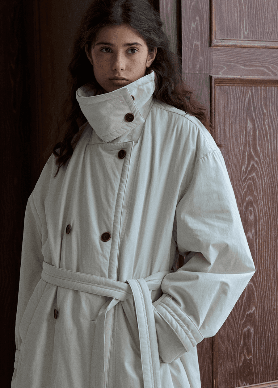 클라레 하이넥 더블 버튼 오버 코트