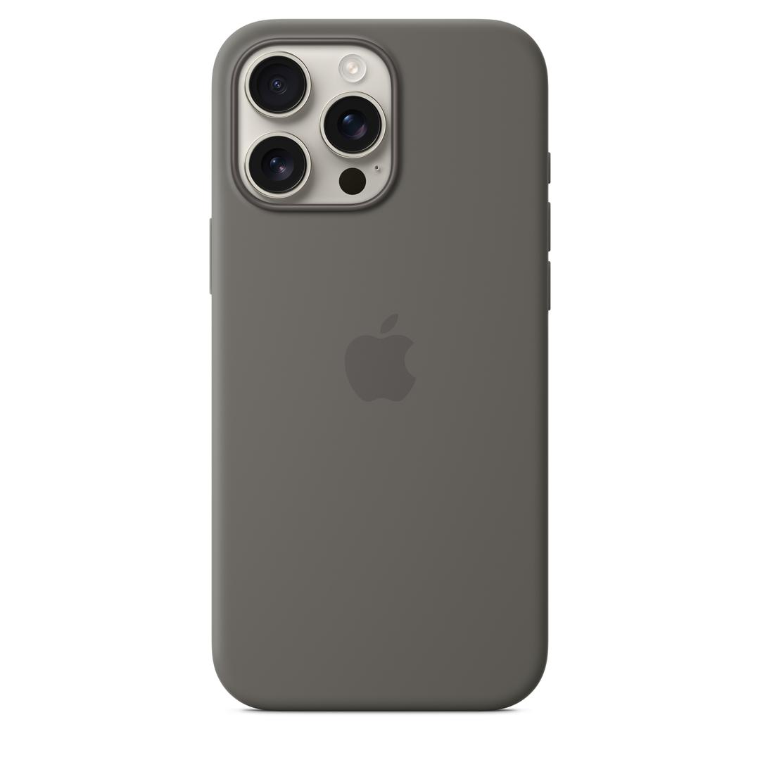 MagSafe형 iPhone 16 Pro Max 실리콘 케이스 – 스톤 그레이