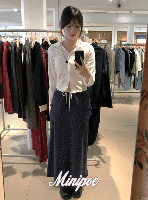 [MADE] 쥴리에 빈티지 꽃 스커트 (1color) / navy( 바배물량 , 소진시 7일소요 )