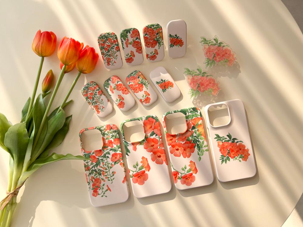[Z플립5 출시]능소화 꽃 폰케이스 그립톡 팝톡/감성 일러스트 케이스 갤럭시 아이폰14