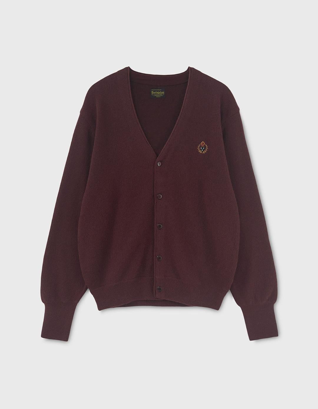 CREST WOOL CARDIGAN / Burgundy