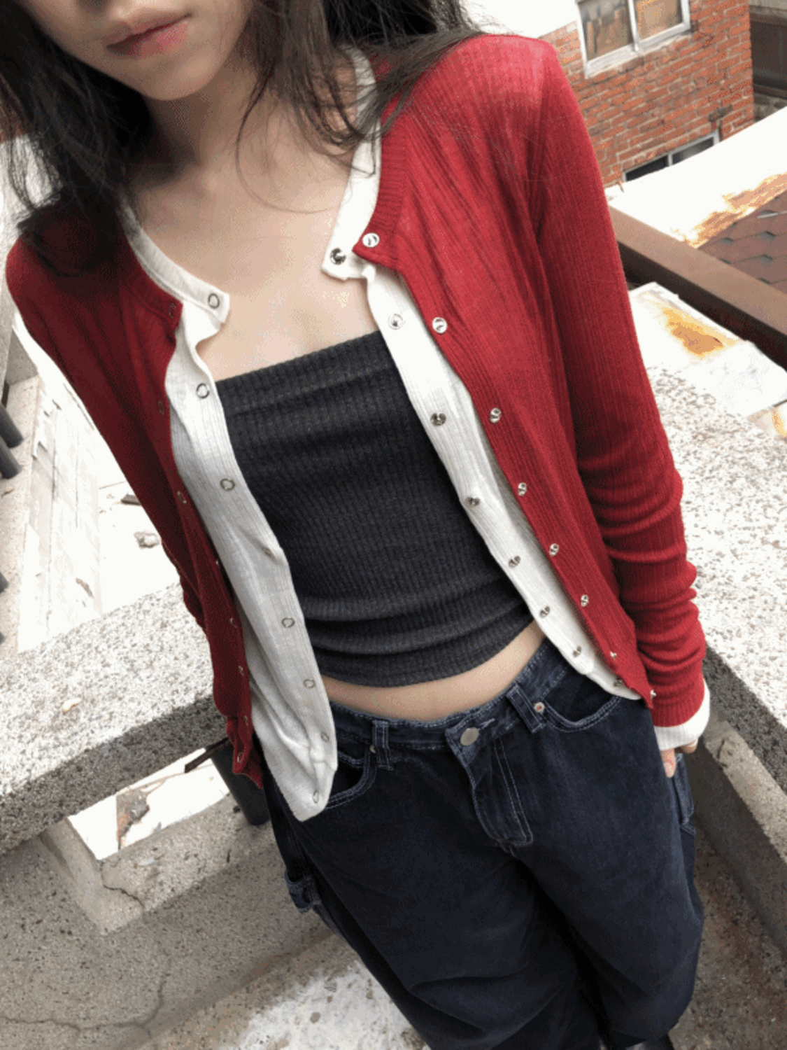 wool tencel snap cardigan (5color) / 울 텐셀 스냅 가디건