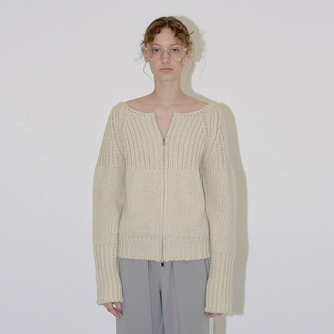 [12/12 순차발송] TWO WAY ZIP UP KNIT (ivory)