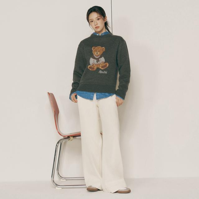 W LOW-WAIST TUCK WIDE DENIM PANTS ecru