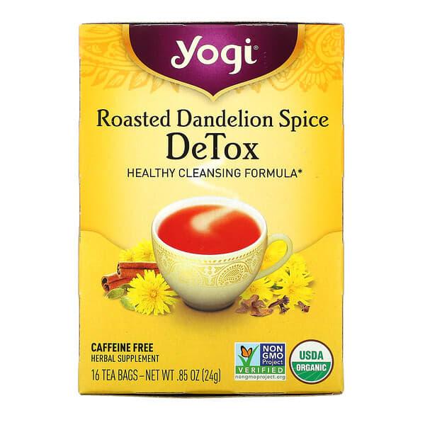 Yogi Tea, 디톡스, 로스티드 민들레 스파이스, 카페인 무함유, 티백 16개, 24g(0.85oz)