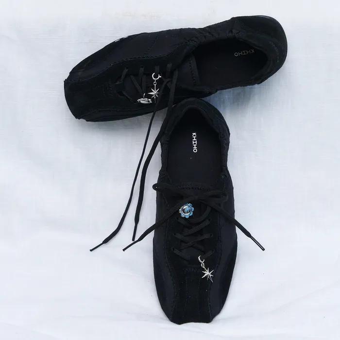 SKIA PINKING SHIRRING SNEAKERS / BLACK