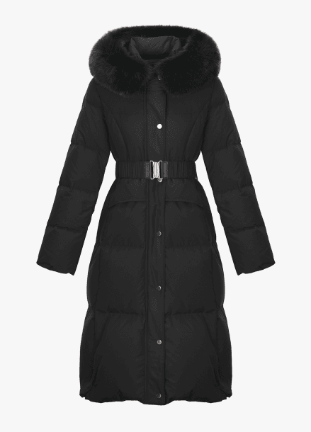 폭스퍼 후드 롱 구스다운